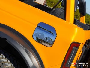 Ford Bronco Fuel Door Cover - Mountain Rainge Design - Chrome Finish